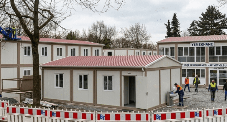 Şantiye sahaları için Alyans Prefabrik üretimi modüler yemekhane binası.