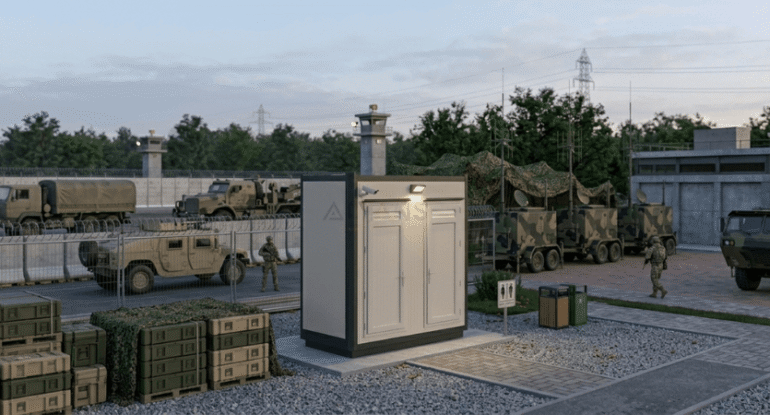 Alt Metin: Askeri kamp ve operasyon sahaları için tasarlanmış, dayanıklı ve modüler Alyans Prefabrik çift kabinli WC konteyner ünitesi.