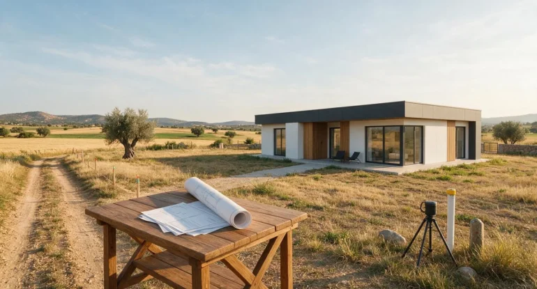 İmarsız arsaya prefabrik ev yapılır mı sorusunu anlatan kırsal arazi üzerindeki modern prefabrik ev